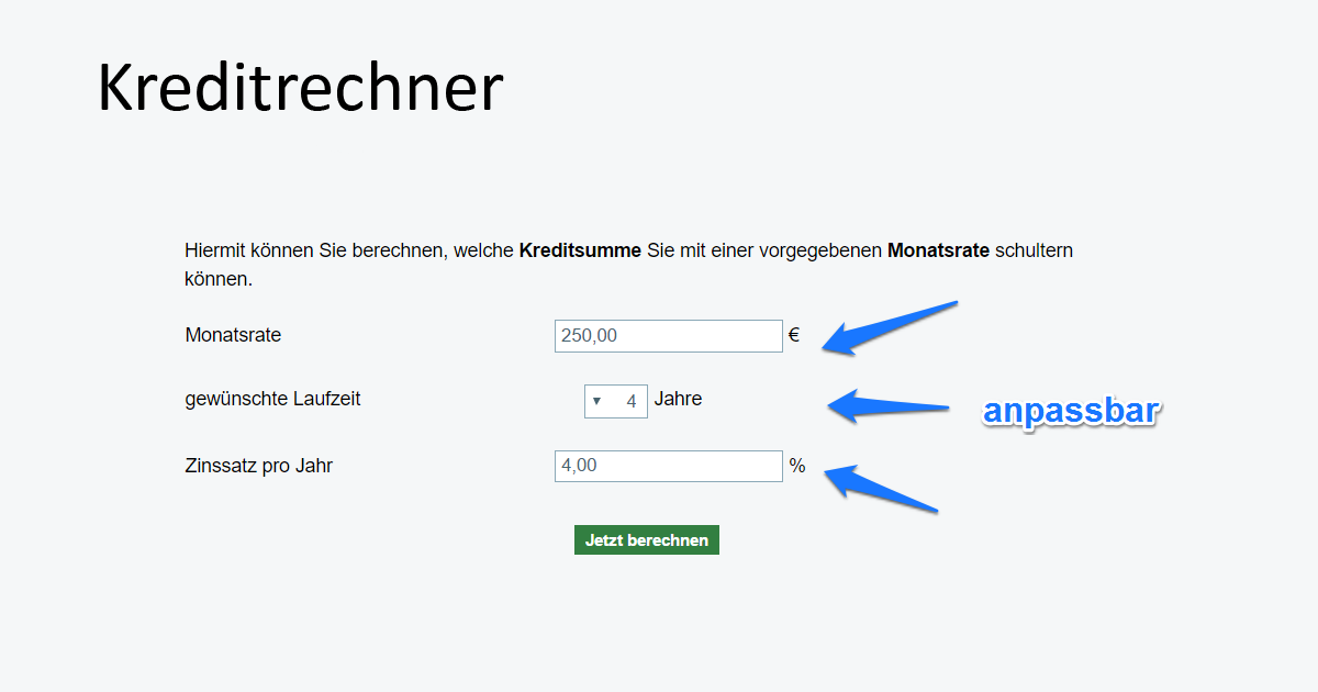 Kredit-Rechner Online, Tilgungsrechner Annuitätenrechner ...