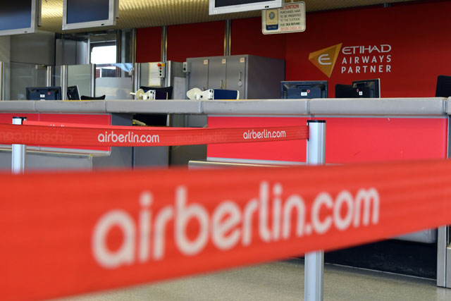 Leere Air Berlin Flugschalter