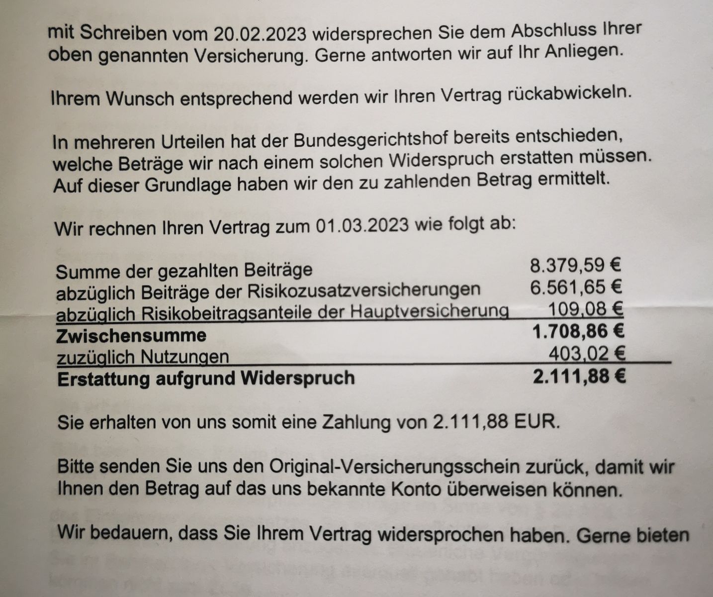 Gekündigte Lebensversicherung mit BU (Generali ehemals Aachen Münchener) Finanztip